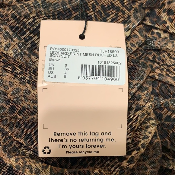 Leopard print mesh ruched long sleeve body suit - Picture 3 of 5